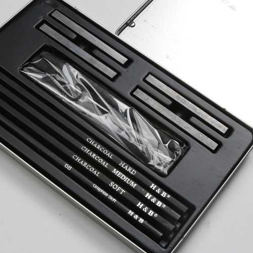 H&B 12PCS  Small Tin sketch Charcoal Drawing Art Set