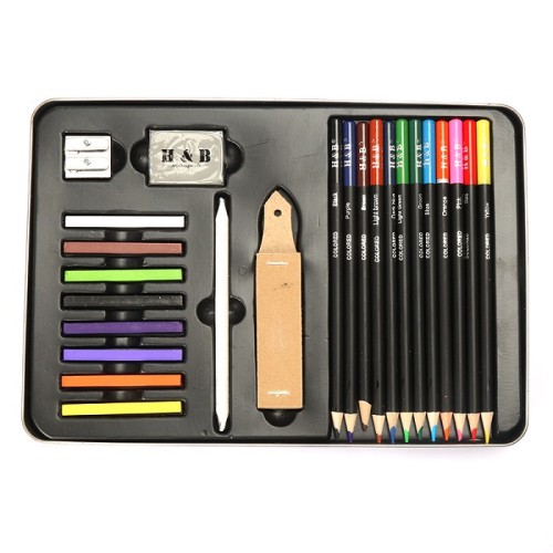 H&B 24pcs drawing colored pencils with  Pastel for  kid