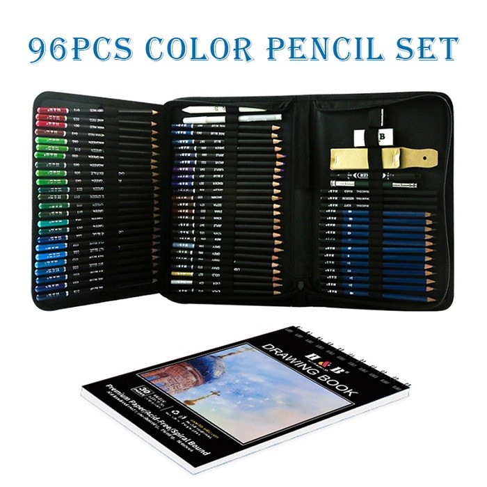 H&B 96pcs Sketch Colored Pencils Art Set drawing pencil for artsist, Colored Pencils
