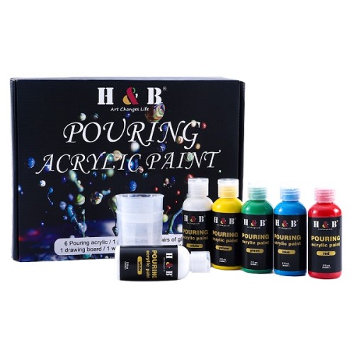 H&B DIY High-flow Bottled Water Based Acrylic Pouring Paint fo DIY