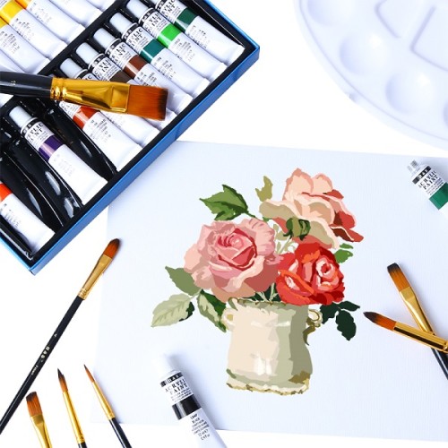 Nuevo diseño de H&B, sistema de pincel de pintura acrílica de 24 colores para pintura en aerosol acrílica de artista