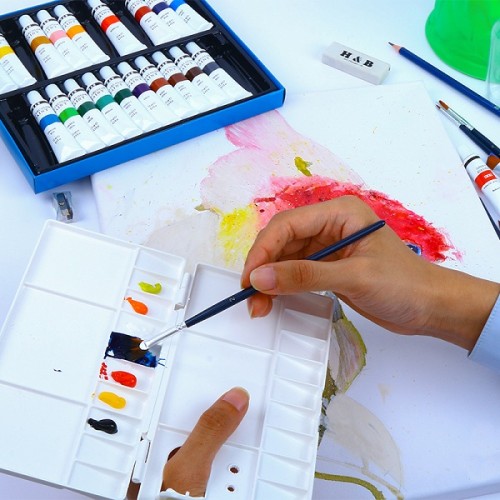 H&B 中国美术用品 24 色水彩颜料套装用于绘画水彩画