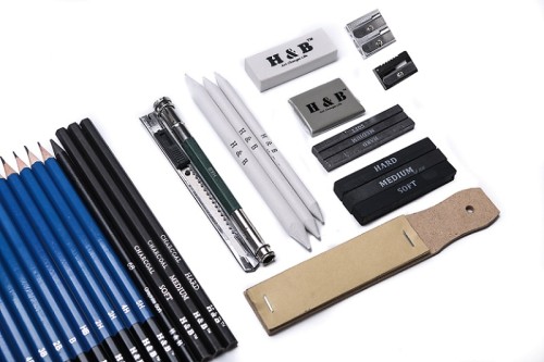 H & B Sketching Pencils Set, Drawing Pencils and Sketch Kit, 33-Piece Complete A