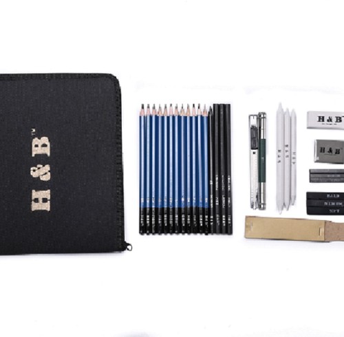 H&B 33pcs Sketching Pencils Set for Beginners - Drawing Pencil Kit with Sketchbook