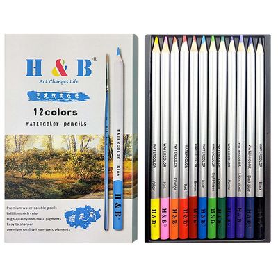 H B Watercolor Colored Pencils Set 12 - China H B Watercolor Colored ...