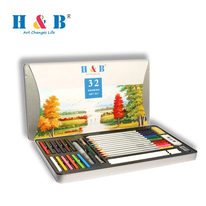 H&B 32 支儿童水彩铅笔套装批发彩色铅笔艺术