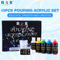 H&B Wholesale Pouring Acrylic Paint Set for Beginners - 13pcs Liquid Pigment