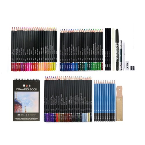 H & B 96 colored pencil kit