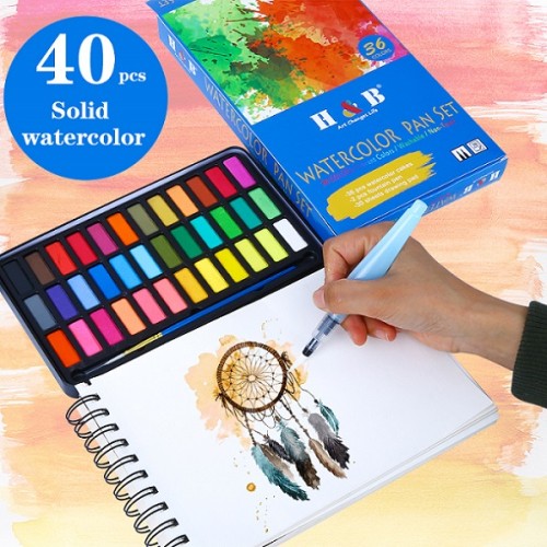H&B 40 pcs professional solid watercolor set for kid watercolor painting for beginners