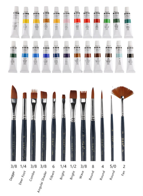 H & B 38 acrylic paint set for kids paint brushes