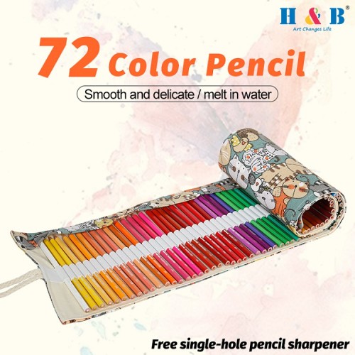 H&B 72pcs High-Quality Water-soluble color pencil for kid colored pencil organizer
