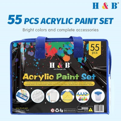 Juego de papelería de arte de pintura H & B Kid DIY 55pcs