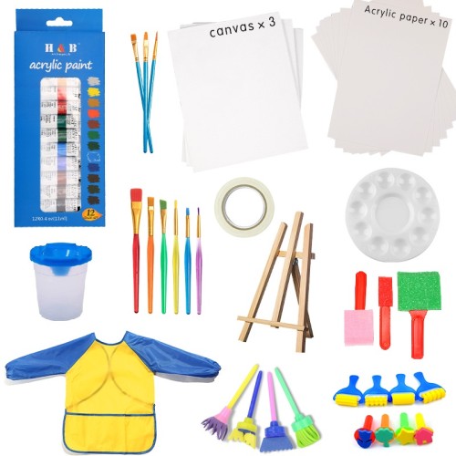 Juego de papelería de arte de pintura H & B Kid DIY 55pcs