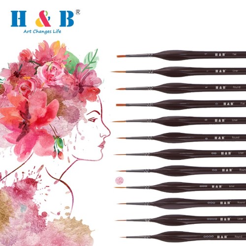 Customizable Office & School Supplies: H&B's 12-Piece Nylon Paint Brush Set