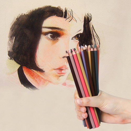 H & B friendly personlized 24pcs skin tone colored pencils set