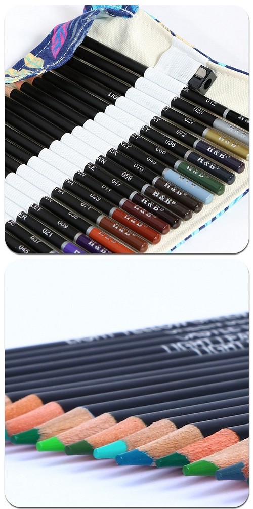 H&B high quality 72 oil color pencil kit colored pencil art, Colored  Pencils