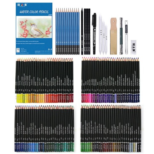H&B 145pcs best oil based colored pencils kit colored pencil drawings for kid