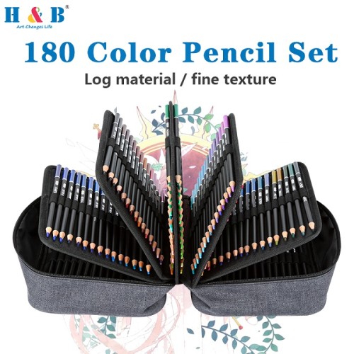 H&B 180pcs best oil based colored pencil art for kid colored pencil drawing for wholesale
