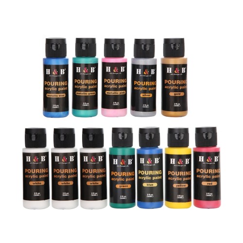 H&B 37pcs Professional Metallic Pouring Fluid Acrylic - Customizable for Your Brand