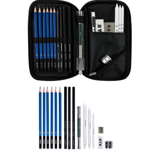H & B 18pcs sketching pencil art set for artist pencil sketches