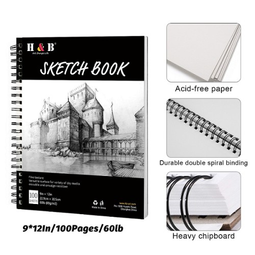 H & B hardback sketchbook for drawing graffiti painting sketch pencil set, Paper&Book
