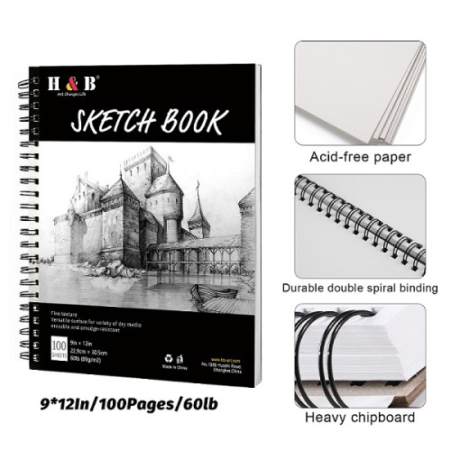 H & B hardback sketchbook  for drawing graffiti painting sketch pencil set