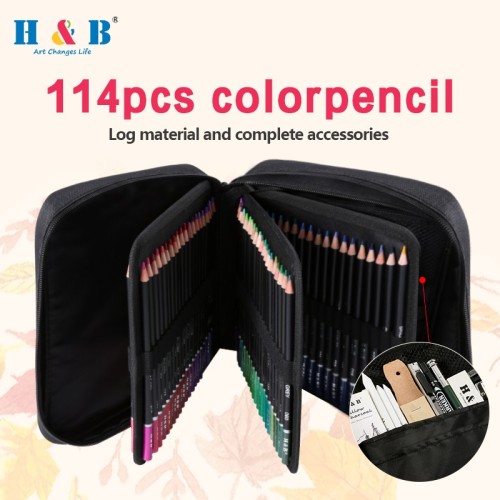 H&B Art oil color pencil set 114pcs colors pack suitable for children, and beginners gifts