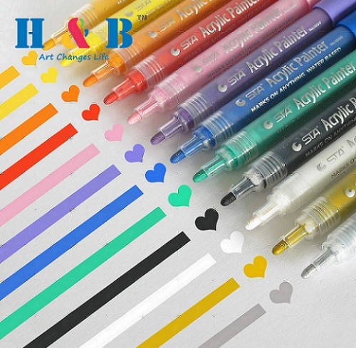 H&B 2mm chalk acrylic set paint refillable 3d marker pen set acrylic marker set