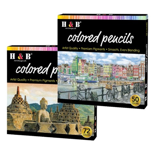 H&B Professional oil color pencils with 50/72 colors for kid colored pencil art for wholesale