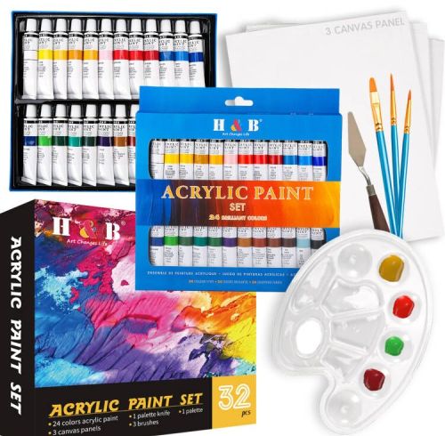 H&B 24pcs easy acrylic painting ideas for kid acrylic pour painting for wholesale