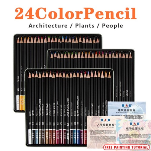 H&B best color pencil drawings Oil based color pencil set with box for kid