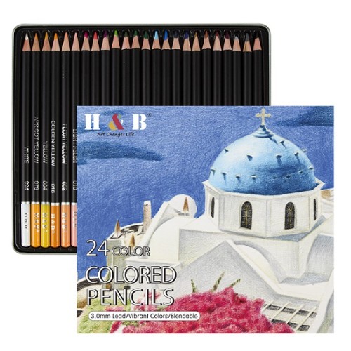 H&B best color pencil drawings Oil based color pencil set with box for kid