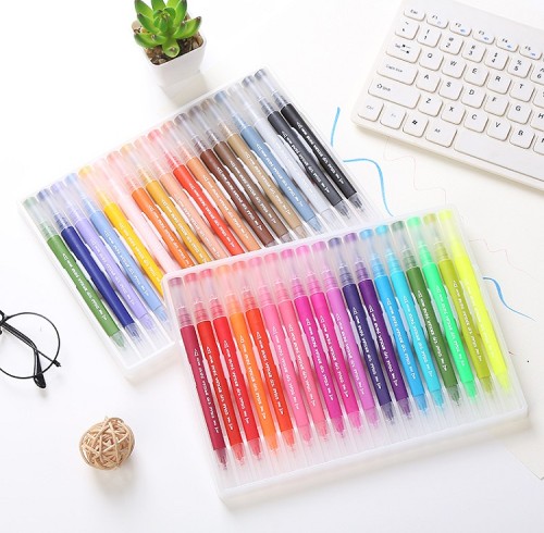 H&B Watercolor Brush Pens Set - Dual Tip Brush & Fine Point Art Pens