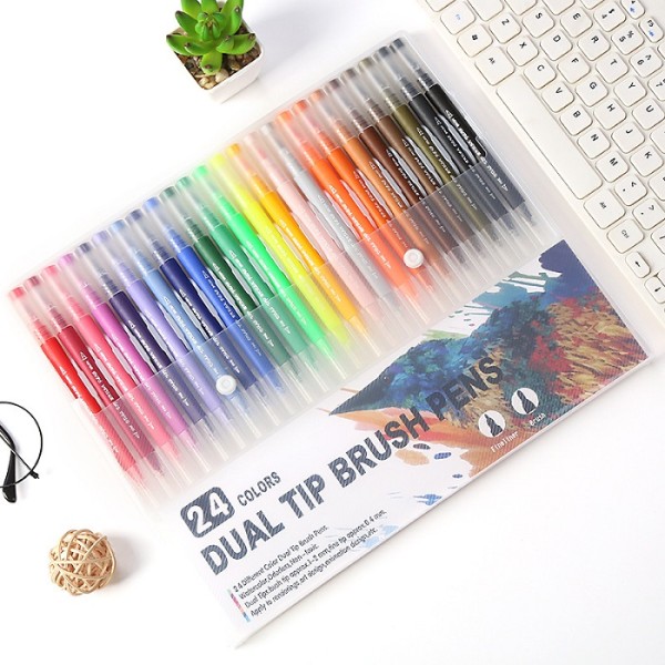 100colors dual and watercolor brush pens and gel pens