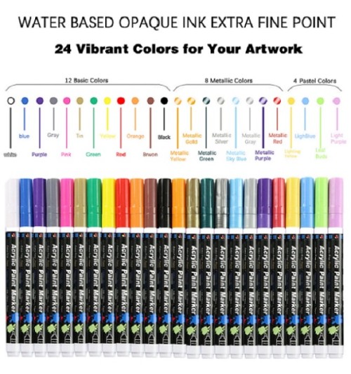 24 marcadores de pintura acrílica