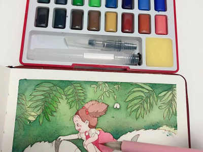 Побродите среди ярких цветов/сплошной акварельной краски.