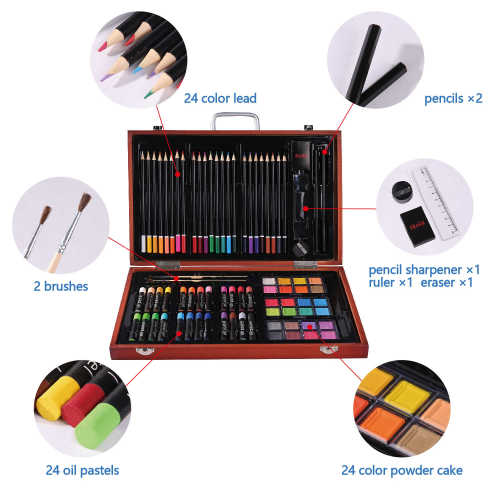 H&B 82pcs Natural Color kids paint kits and kids stationery set for kids painting