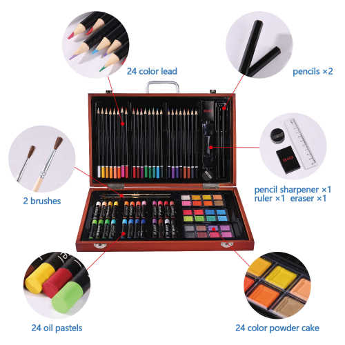 H&B 82pcs Natural Color kids paint kits and kids stationery set for kids painting