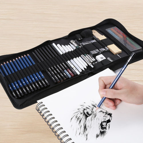 H&B Juego de 49 piezas de suministros de arte para dibujar a lápiz, juego de dibujo a lápiz