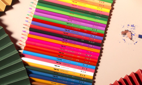 Watercolor-colored pencils