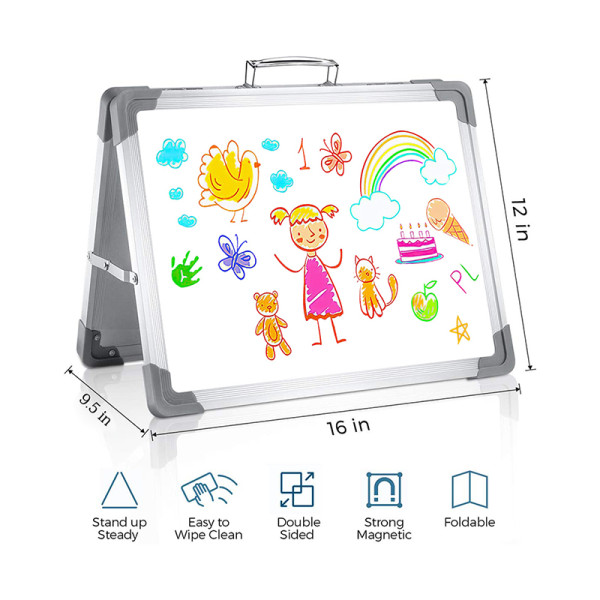 Double Sided Desktop Whiteboard and Mini Foldable Magnetic Whiteboard for Students and Kids Drawing