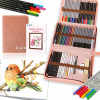 Professional Watercolor Pencils Set and Multi Colored Pencils in pink canvas bag