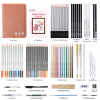 Professional Watercolor Pencils Set and Multi Colored Pencils in pink canvas bag