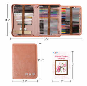 Set de Lápices Acuarelables Profesionales y Lápices Multicolor en bolsa de lona rosa