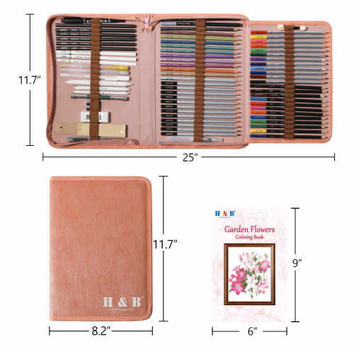 77-Piece Watercolor Pencil Art Set in Pink Canvas Bag | OEM Manufacturer