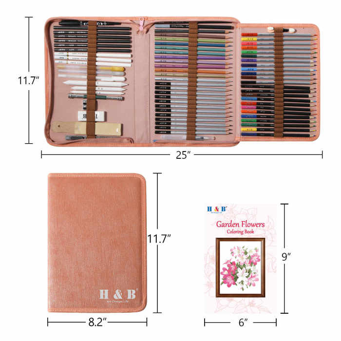 77-Piece Watercolor Pencil Art Set in Pink Canvas Bag | OEM Manufacturer