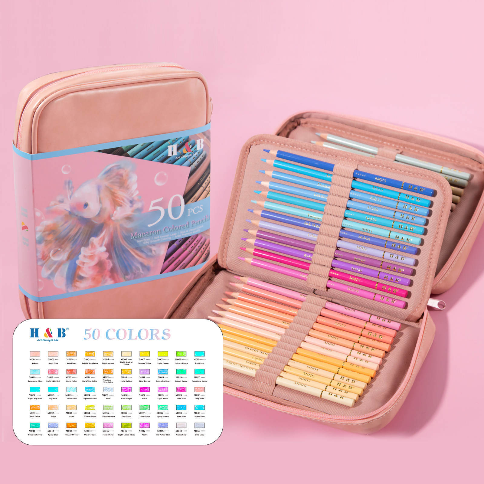 Juego de lápices de colores Macaron personalizados con vista previa de bolsa Cortical