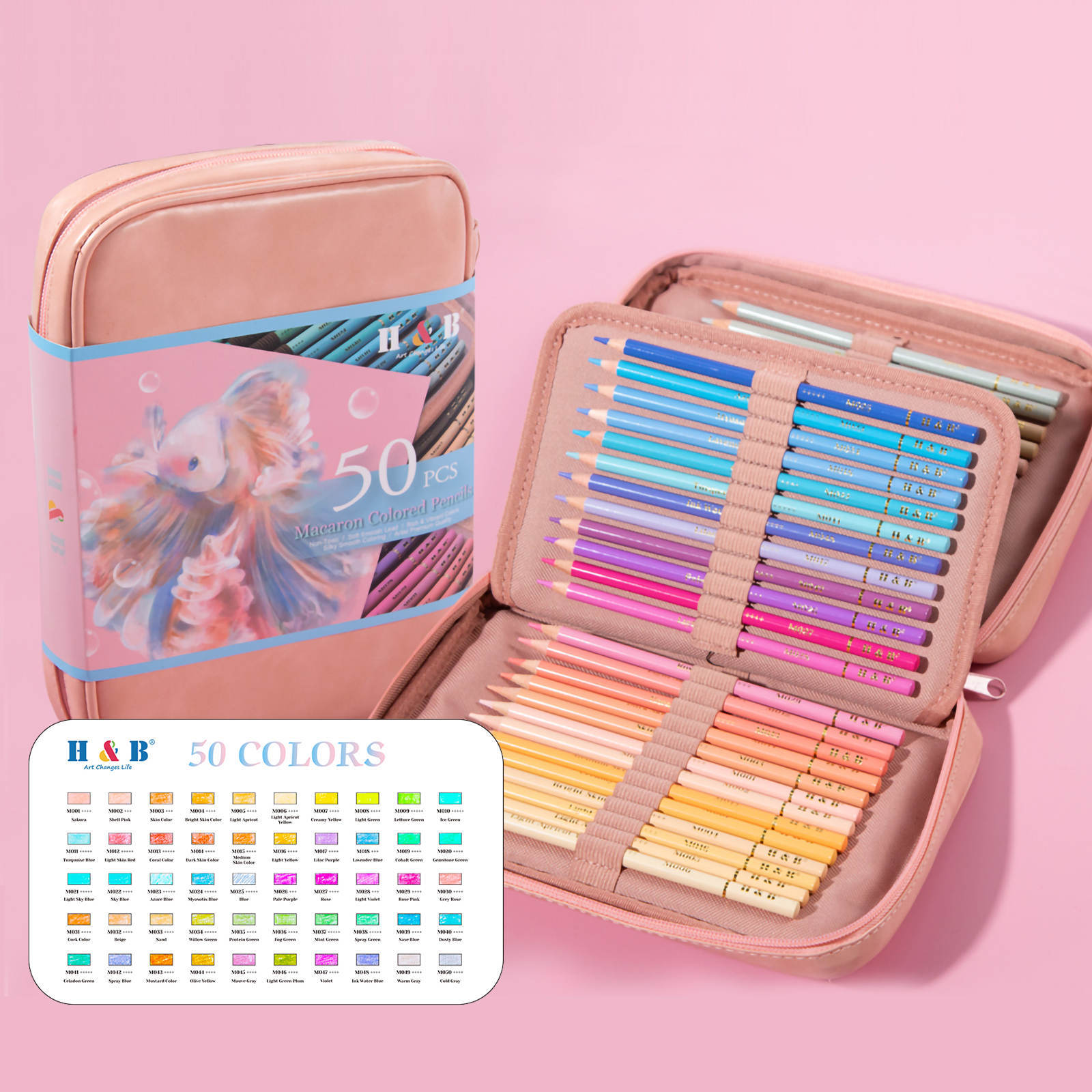 Custom Macaron colored pencils set with Cortical bag preview