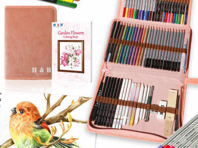 Art Supplies H&B 77pcs pencil color set and drawing colored pencils set for Coloring