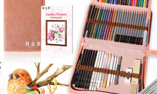 Art Supplies H&B 77pcs pencil color set and drawing colored pencils set for Coloring